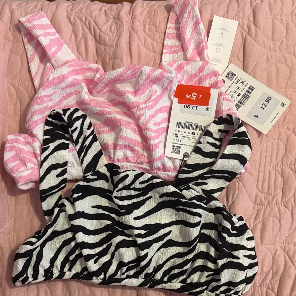 Zara Pink and Black Zebra Print Kids Tank Tops